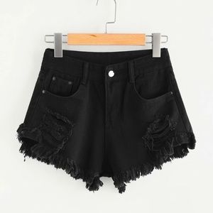 Black denim shorts